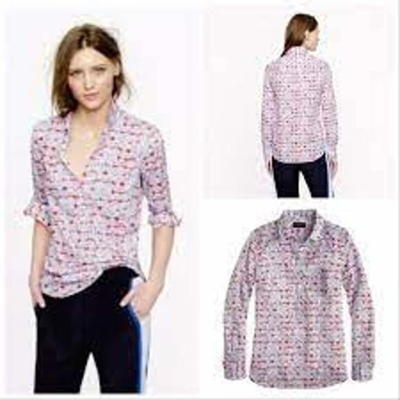J. Crew Tops - J Crew x Liberty Art Fabric Size 0 Matilda Tulip Floral Print Popover Blouse